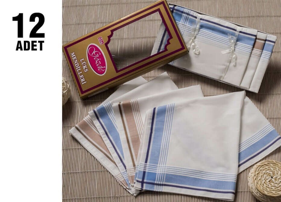 Gözde GSK-03 %100 Pamuk (46X46Cm) Erkek Mendil 12'li