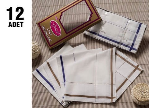Gözde GSK-01 %100 Pamuk (46X46Cm) Erkek Mendil 12'li