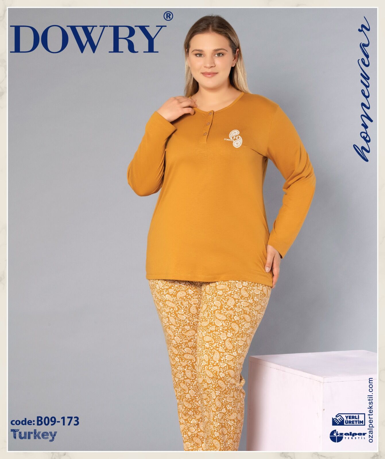 Dowry B09-173 (3XL-4XL-5XL-6XL) Uzun Kollu Bayan Pijama Takımı 4'lü