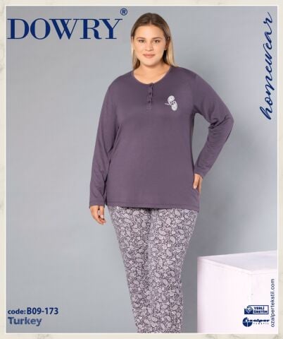 Dowry B09-173 (3XL-4XL-5XL-6XL) Uzun Kollu Bayan Pijama Takımı 4'lü