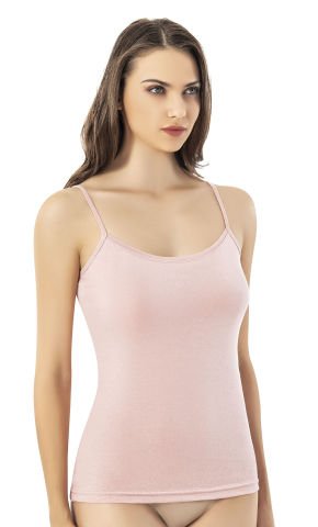 Kota 6602 Biye Detaylı Modal Bayan İp Askılı Atlet PUDRA - 2XL