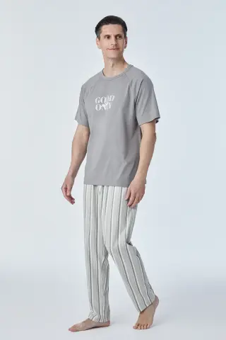 Pijadore 2117 (M-L-XL-XXL) Kısa Kollu Erkek Pijama Takım 4'lü