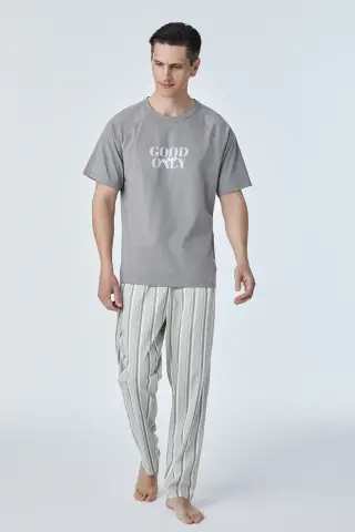 Pijadore 2117 (M-L-XL-XXL) Kısa Kollu Erkek Pijama Takım 4'lü