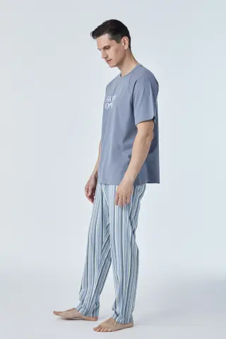 Pijadore 2117 (M-L-XL-XXL) Kısa Kollu Erkek Pijama Takım 4'lü