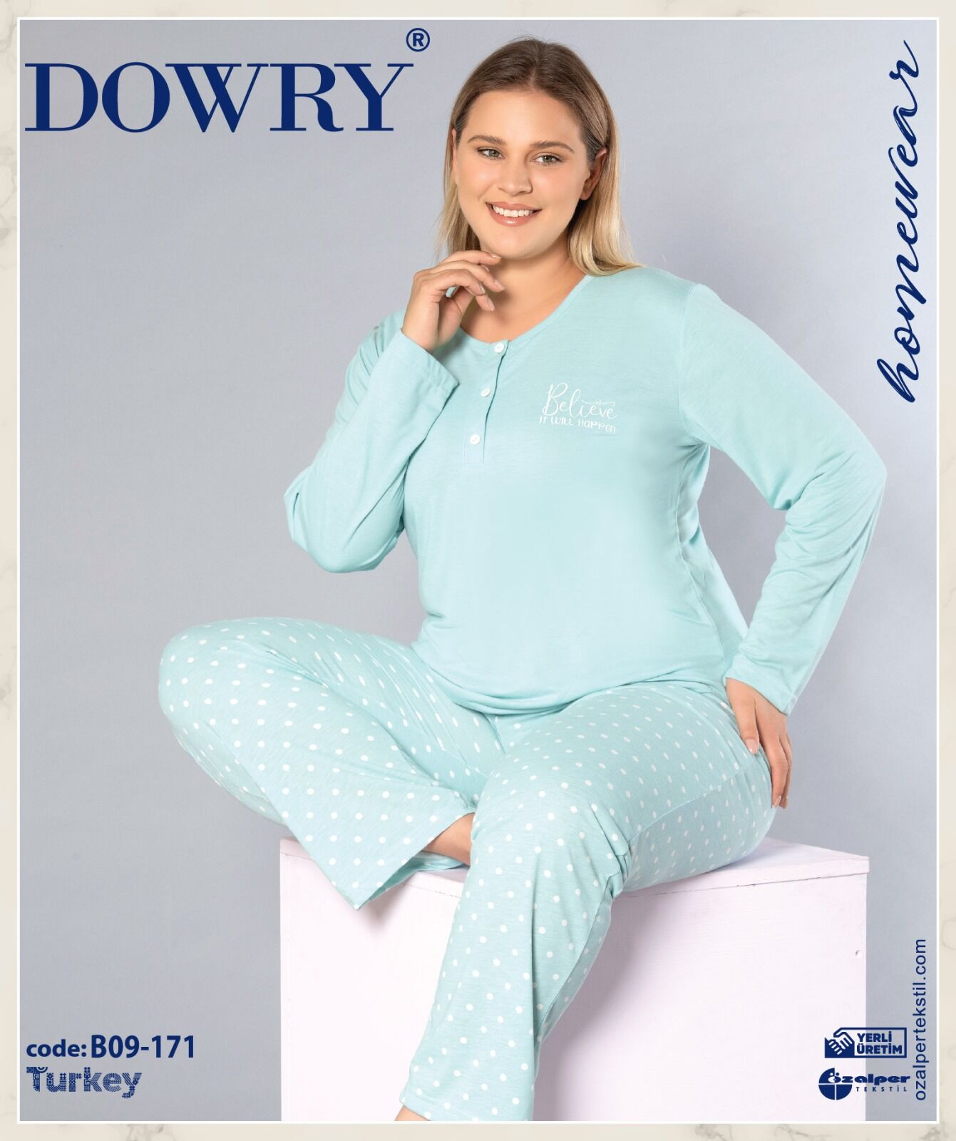 Dowry B09-171 (3XL-4XL-5XL-6XL) Uzun Kollu Bayan Pijama Takımı 4'lü