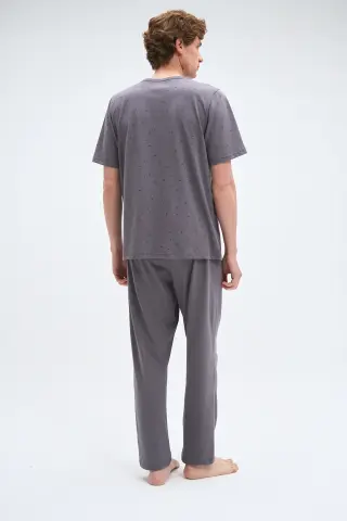 Pijadore 2073 (M-L-XL-XXL) Kısa Kollu Üç Düğmeli Erkek Pijama Takım 4'lü