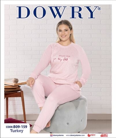 Dowry B09-159 (2XL-3XL-4XL-5XL) Uzun Kollu Bayan Pijama Takımı 4'lü