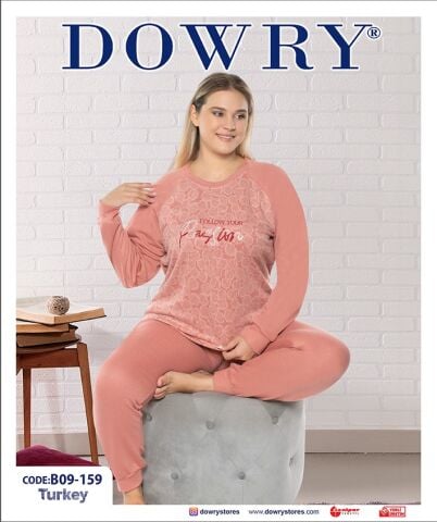 Dowry B09-159 (2XL-3XL-4XL-5XL) Uzun Kollu Bayan Pijama Takımı 4'lü