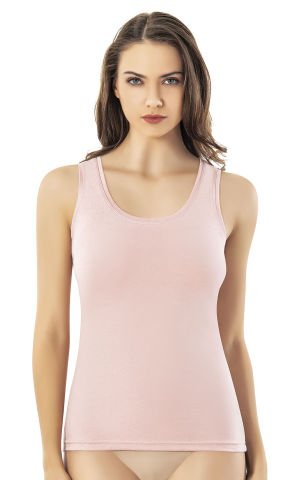 Kota 6603 Biye Detaylı Modal Bayan Geniş Askılı Atlet PUDRA - L