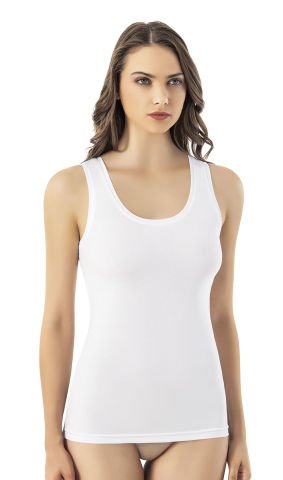 Kota 6603 Biye Detaylı Modal Bayan Geniş Askılı Atlet BEYAZ - XL