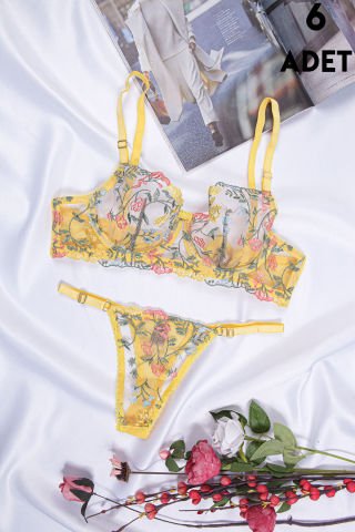 Aysemin Brodeli 7007 B Cup Balenli Desteksiz Bayan Sütyen Takım 6'lı