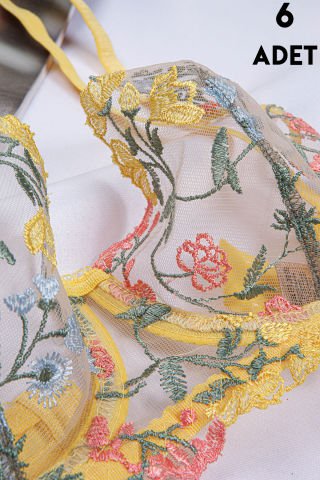 Aysemin Brodeli 7007 B Cup Balenli Desteksiz Bayan Sütyen Takım 6'lı