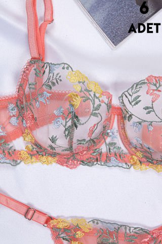 Aysemin Brodeli 7007 B Cup Balenli Desteksiz Bayan Sütyen Takım 6'lı