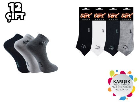 İbrahim Berk 11-19 Erkek Likralı Patik Çorap 12'li
