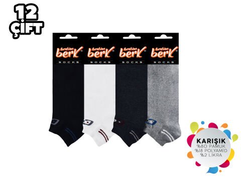 İbrahim Berk 11-16 Erkek Likralı Patik Çorap 12'li