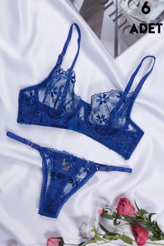 Aysemin Brodeli 7010 B Cup Balenli Desteksiz Bayan Sütyen Takım 6'lı