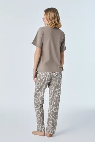 Pijadore 2102 (M-L-XL-XXL) Kısa Kollu Üç Düğmeli Bayan Pijama Takım 4'lü