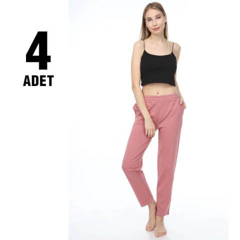 Sahra Ten 011 Kompak Düz Paça Bayan Eşofman Alt 4'lü