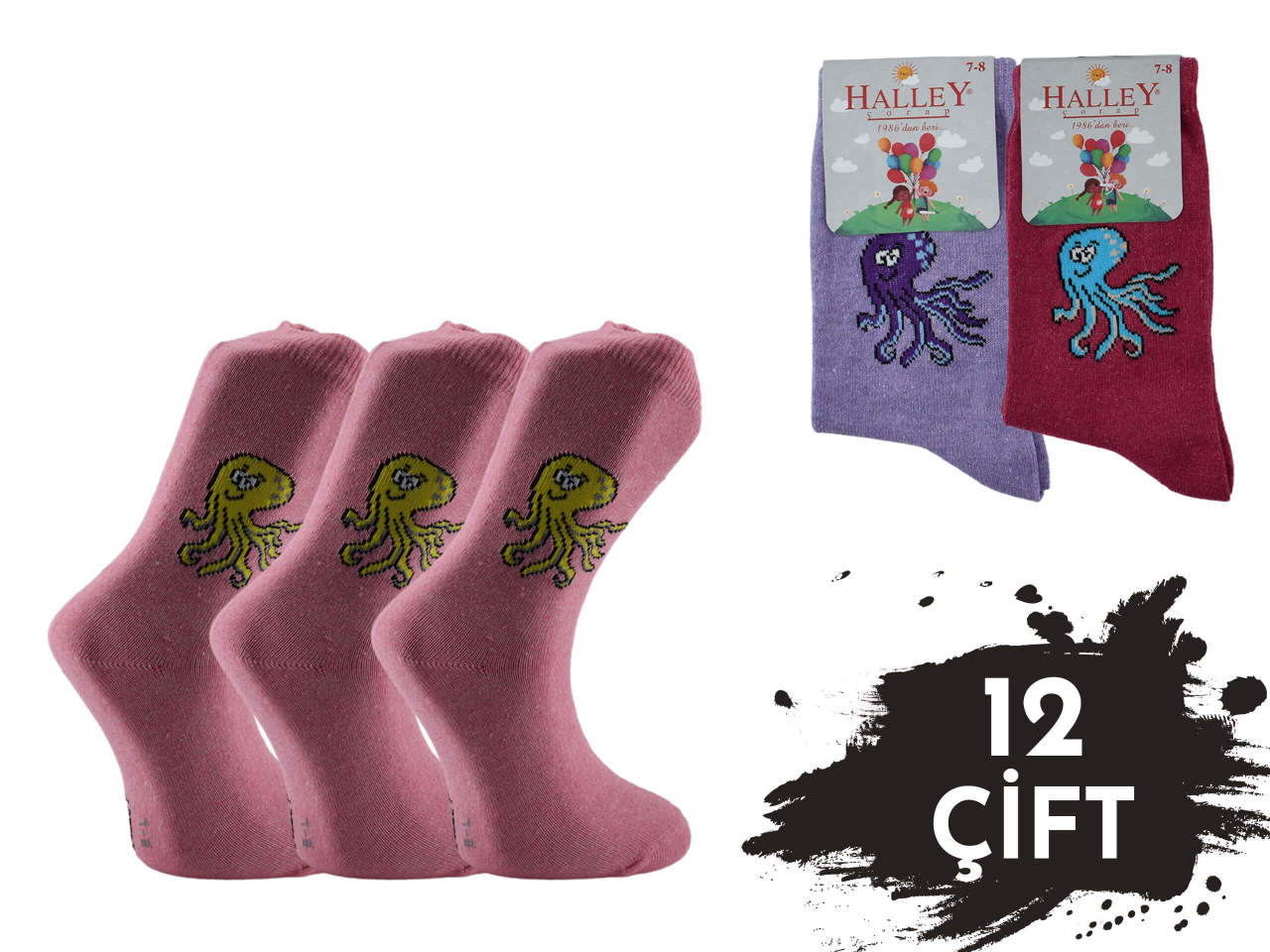 Halley 15242 %70 Pamuk Kız Çocuk Çorap 12'li