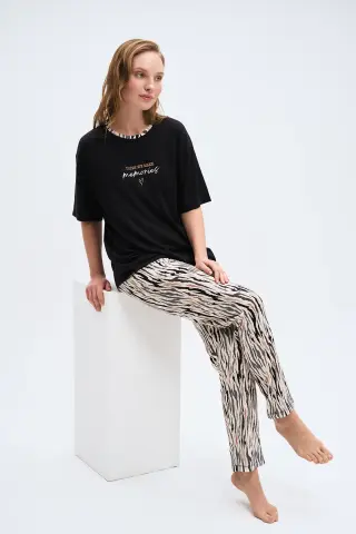 Pijadore 2049 (M-L-XL-XXL) Kısa Kollu Bayan Pijama Takım 4'lü