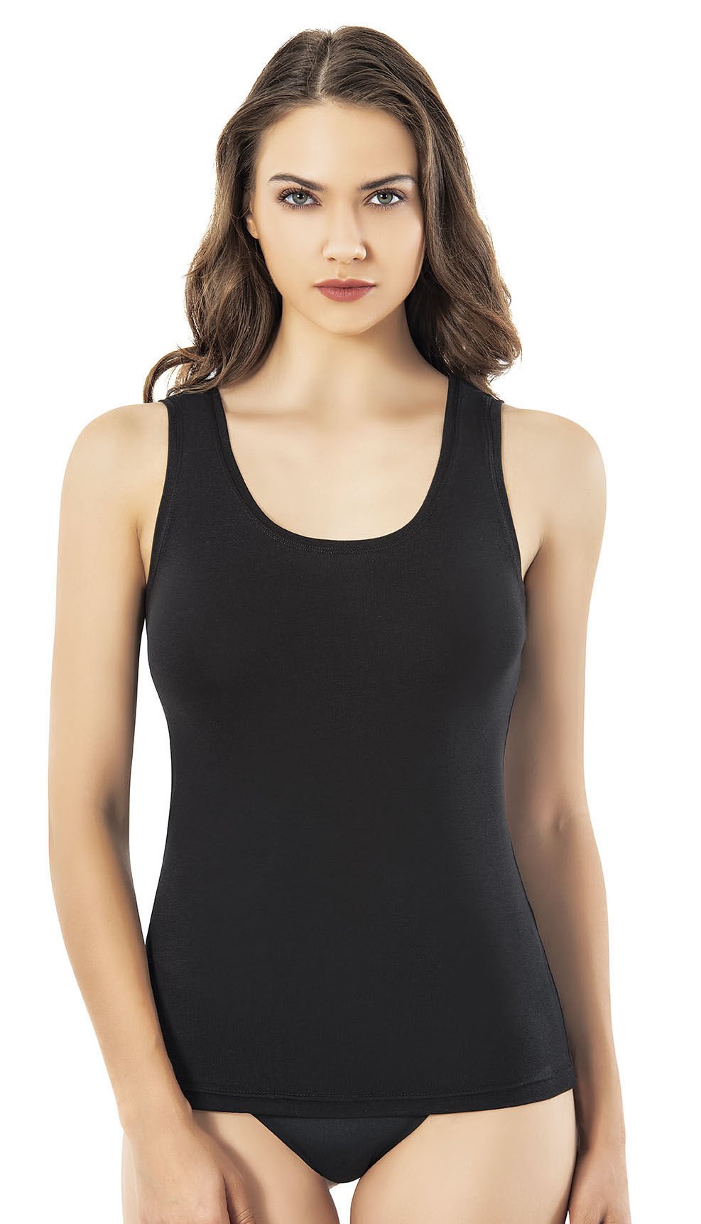 Kota 6603 Biye Detaylı Modal Bayan Geniş Askılı Atlet SİYAH - 3XL