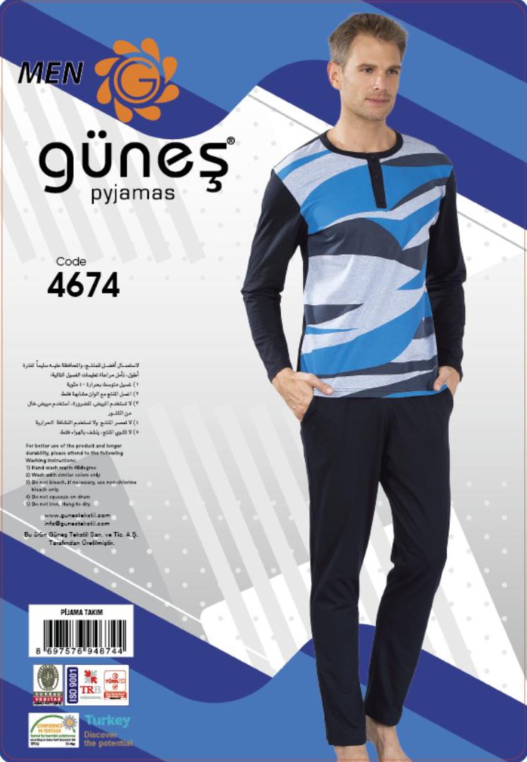 Güneş 4674 Uzun Kol Mevsimlik Erkek Pijama Takımı