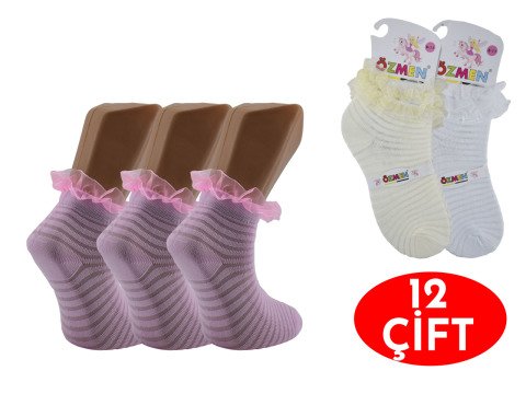 Özmen Klimalı Kız Dantelli Çorap 12'li