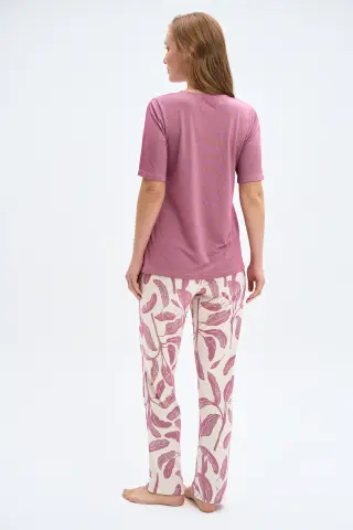 Pijadore 2030 (M-L-XL-XXL) Kısa Kollu Bayan Pijama Takım 4'lü