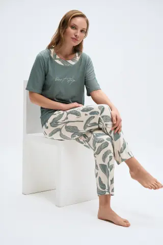 Pijadore 2030 (M-L-XL-XXL) Kısa Kollu Bayan Pijama Takım 4'lü