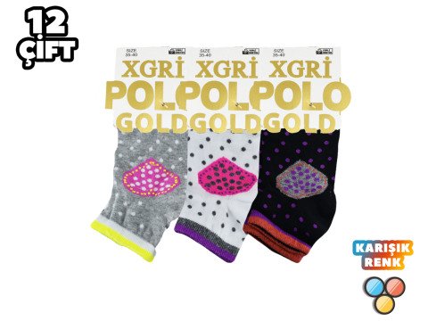 XGRİ POLO 7-31 3'lü Bayan Penye Patik 12'li