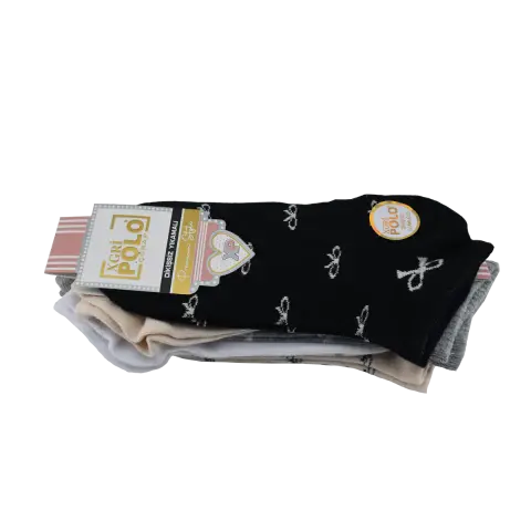 XGRİ POLO B-87-4 (35-40) Yıkamalı Dikişsiz Bayan Penye Patik Çorap 12'li