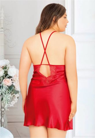 Miss Laris 4026 Battal Beden Bayan Saten Gecelik