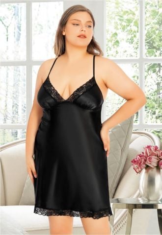 Miss Laris 4028 Battal Beden Bayan Saten Gecelik