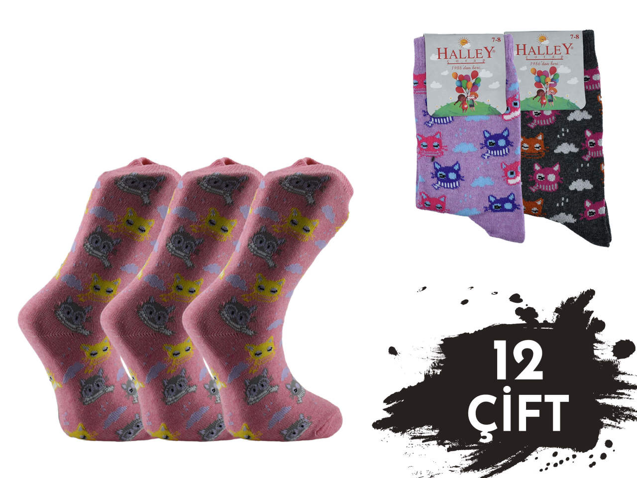 Halley 15240 %70 Pamuk Kız Çocuk Çorap 12'li