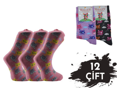 Halley 15240 %70 Pamuk Kız Çocuk Çorap 12'li