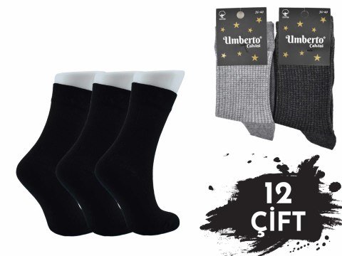 Umberto 203 Bayan Dikişsiz Penye Pamuklu Soket Çorap 12'li