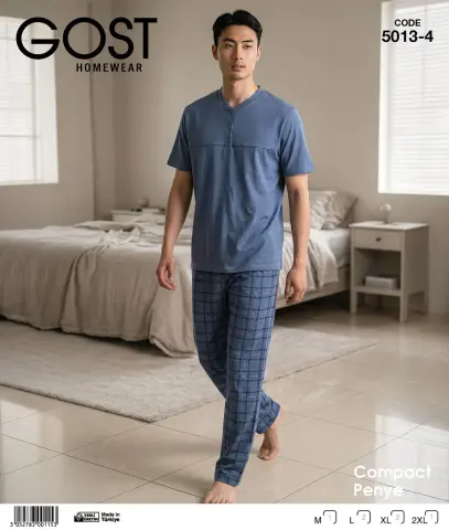 Berin 5013-4 (M-L-XL-XXL) Kısa Kollu Erkek Pijama Takım 6'lı