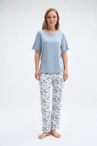 Pijadore 2055 (M-L-XL-XXL) Kısa Kollu Bayan Pijama Takım 4'lü