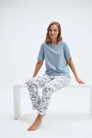 Pijadore 2055 (M-L-XL-XXL) Kısa Kollu Bayan Pijama Takım 4'lü