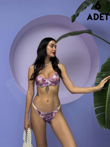 Cansoy 690 Mor Tül Dantel Balenli Desteksiz Sütyen Takım 6'lı