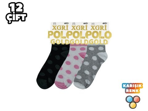 XGRİ POLO 7-20 3'lü Bayan Penye Patik 12'li