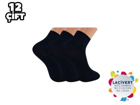 Gülsa (40-45) Dikişsiz Erkek Bambu Patik Çorap 12'li LACİVERT - 40-44 NO