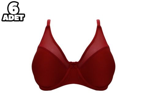 Liza 2020 Kırmızı C Cup Balenli Desteksiz Sütyen 6'lı