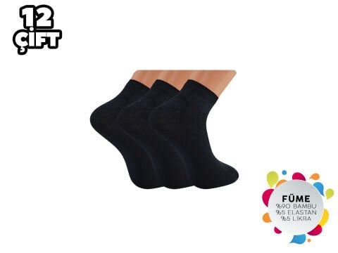 Gülsa (40-45) Dikişsiz Erkek Bambu Patik Çorap 12'li FÜME - 40-44 NO