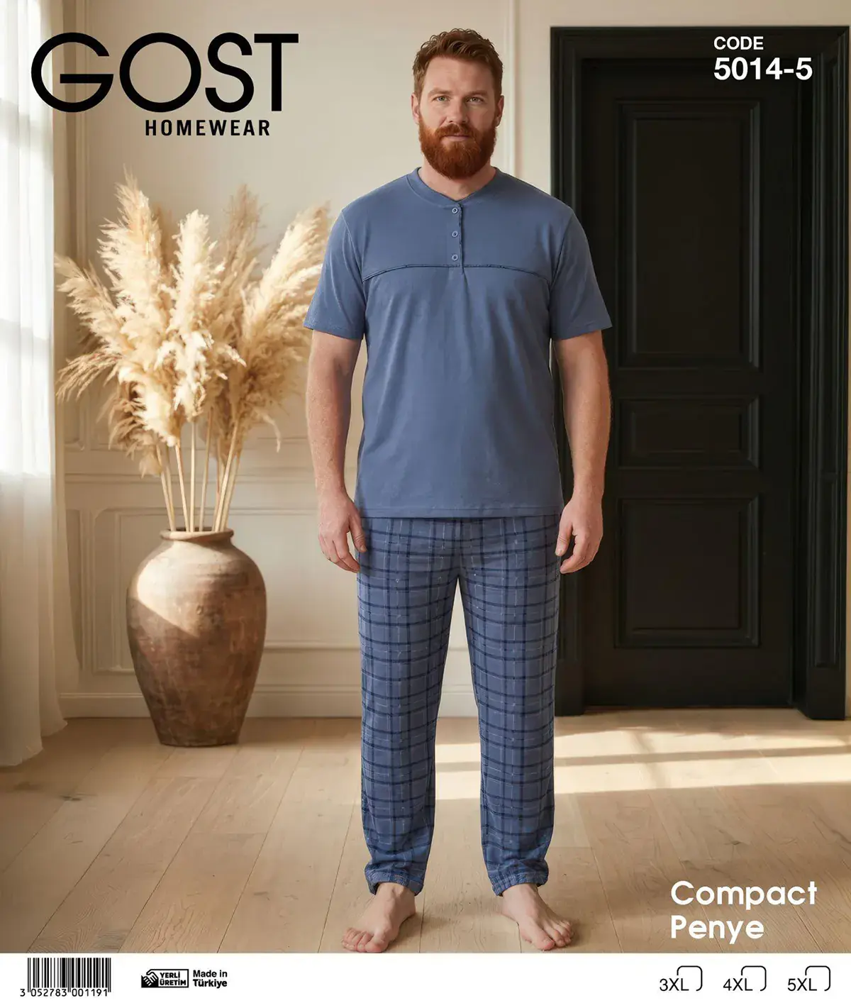 Gost 5014-5 (3XL-4XL-5XL) Kısa Kollu Erkek Pijama Takım 6'lı
