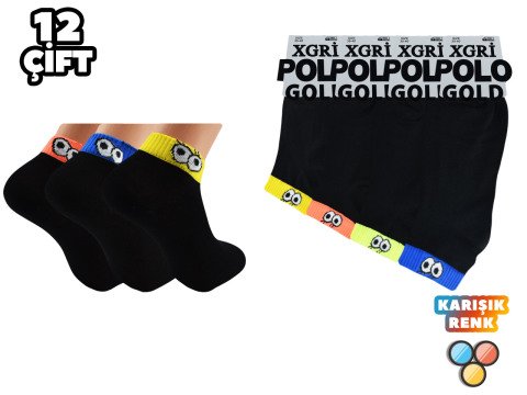 XGRİ POLO 59-6 Bayan Kolej Çorap 12'li