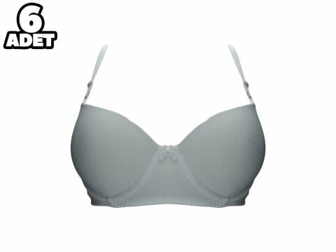 Liza 2090 C Cup Ekru Jakarlı Bayan Desteksiz Sütyen 6'lı