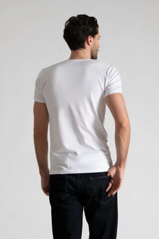 Tutku Elit 1303 Elestan Erkek V Yaka Atlet BEYAZ - S