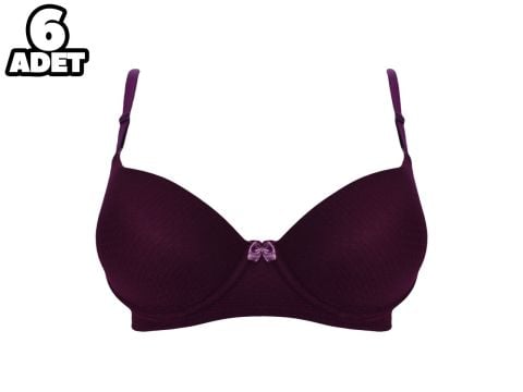 Liza 2090 C Cup Mor Jakarlı Bayan Desteksiz Sütyen 6'lı