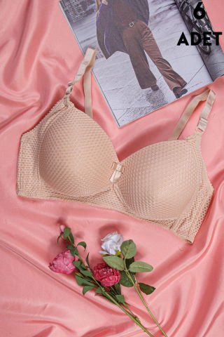 Aysemin 5190 C Cup (85-90-95-100-105) Balensiz Desteksiz Bayan Sütyen 6'lı TEN - SERİLİ